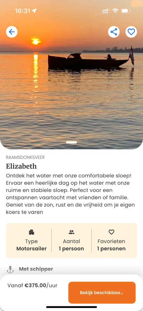 Boot detailpagina in BedBoatBites
