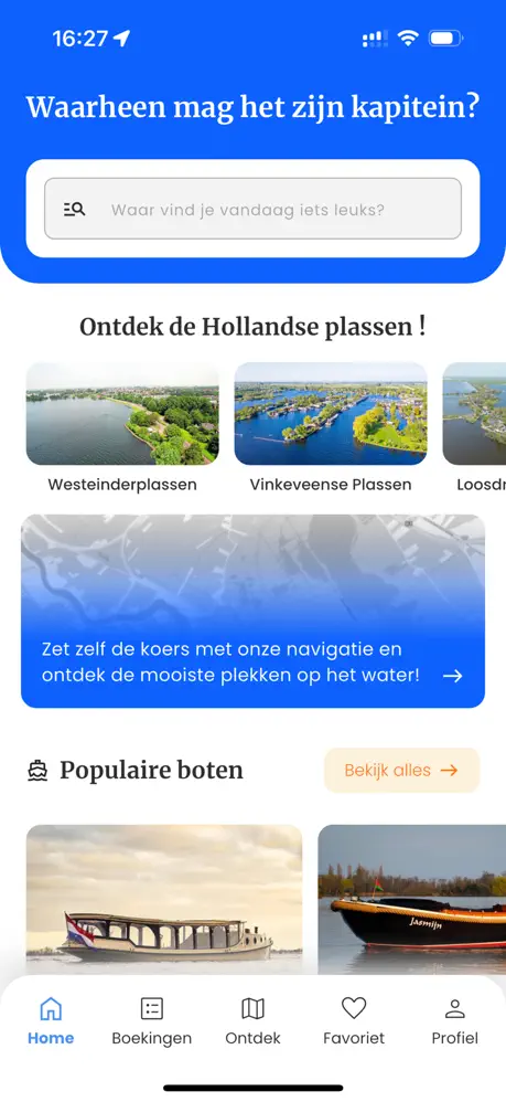 BedBoatBites app homepage