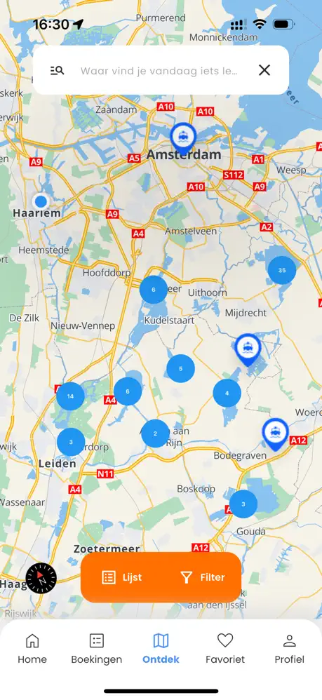 Kaartoverzicht in BedBoatBites